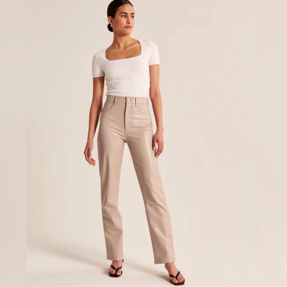 Abercrombie and Fitch High Rise Vegan Leather 90s Straight Pant